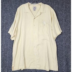Luau Silk Camp Shirt Mens Large Polly Wants A Drink Parrot Embroidered Tropical